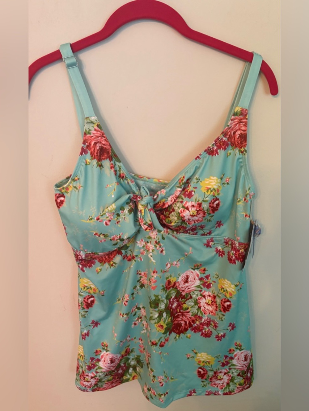 April Cornell turquoise floral swim top